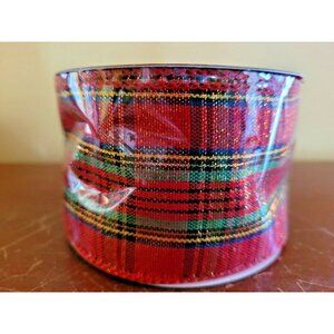Wired Edged Ribbon Red Plaid Melrose   2.5'' x 10 yards New Christmas Ribbon